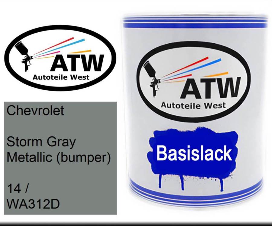 Chevrolet, Storm Gray Metallic (bumper), 14 / WA312D: 1L Lackdose, von ATW Autoteile West.
